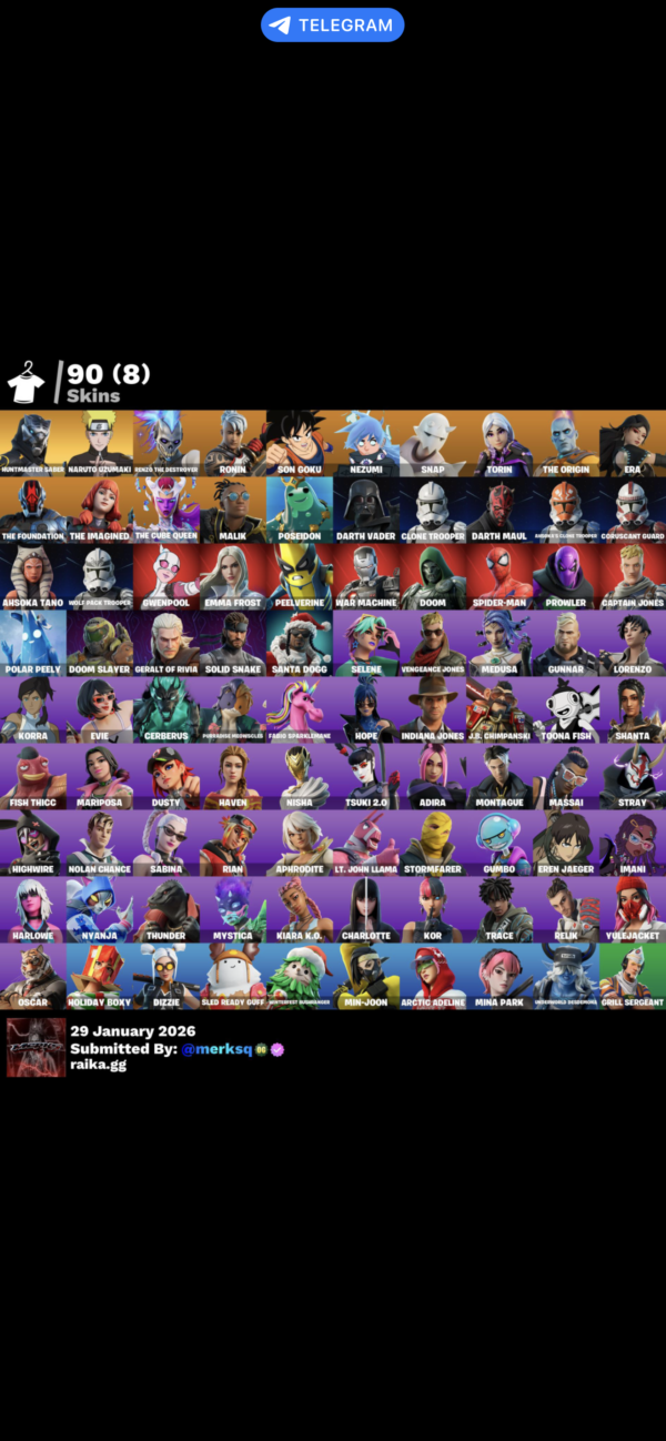 [PC/PSN/xboxinfo] 90 SKINS | HUNTMASTER SABER | NARUTO UZUMAKI | RENZO THE DESTROYER | RONIN | SON GOKU | NEZUMI | SNAP | TORIN | THE ORIGIN | ERA | 400 VB