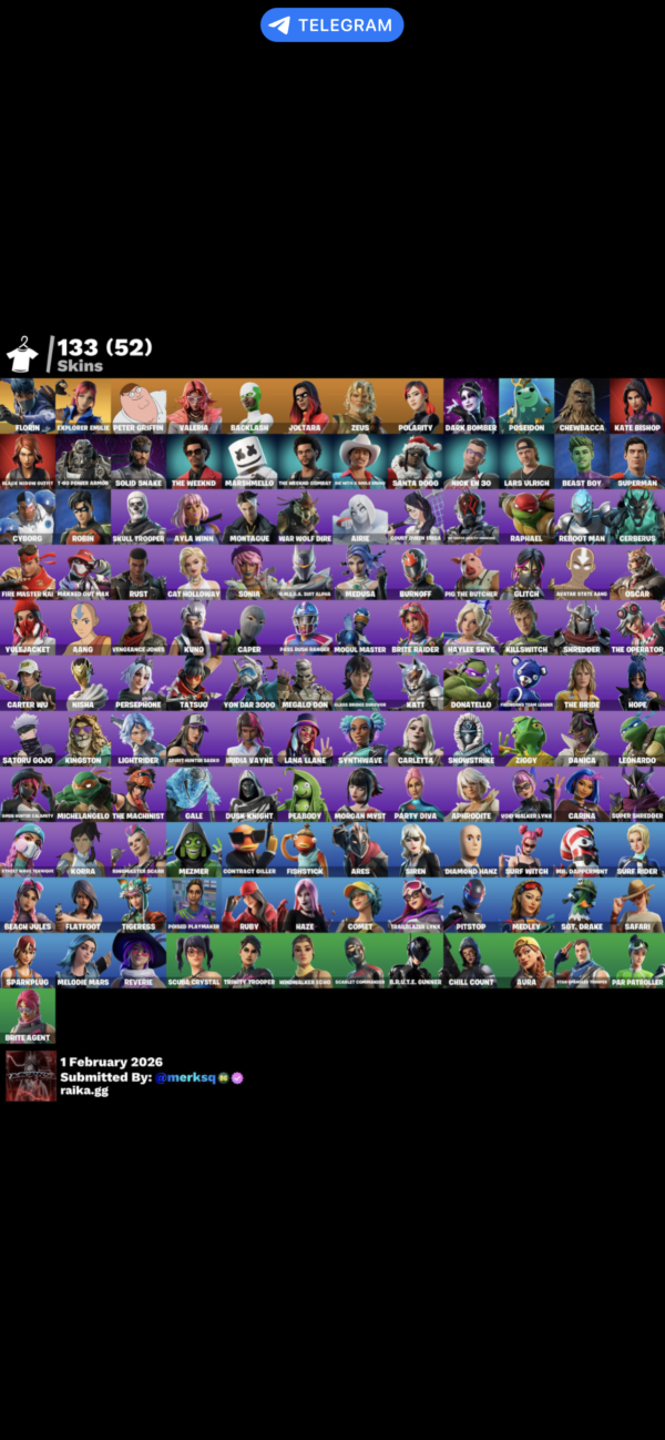 [PC] 133 SKINS | FLORIN | EXPLORER EMILIE | PETER GRIFFIN | VALERIA | BACKLASH | JOLTARA | ZEUS | POLARITY | DARK BOMBER | POSEIDON | CHEWBACCA | 0 VB